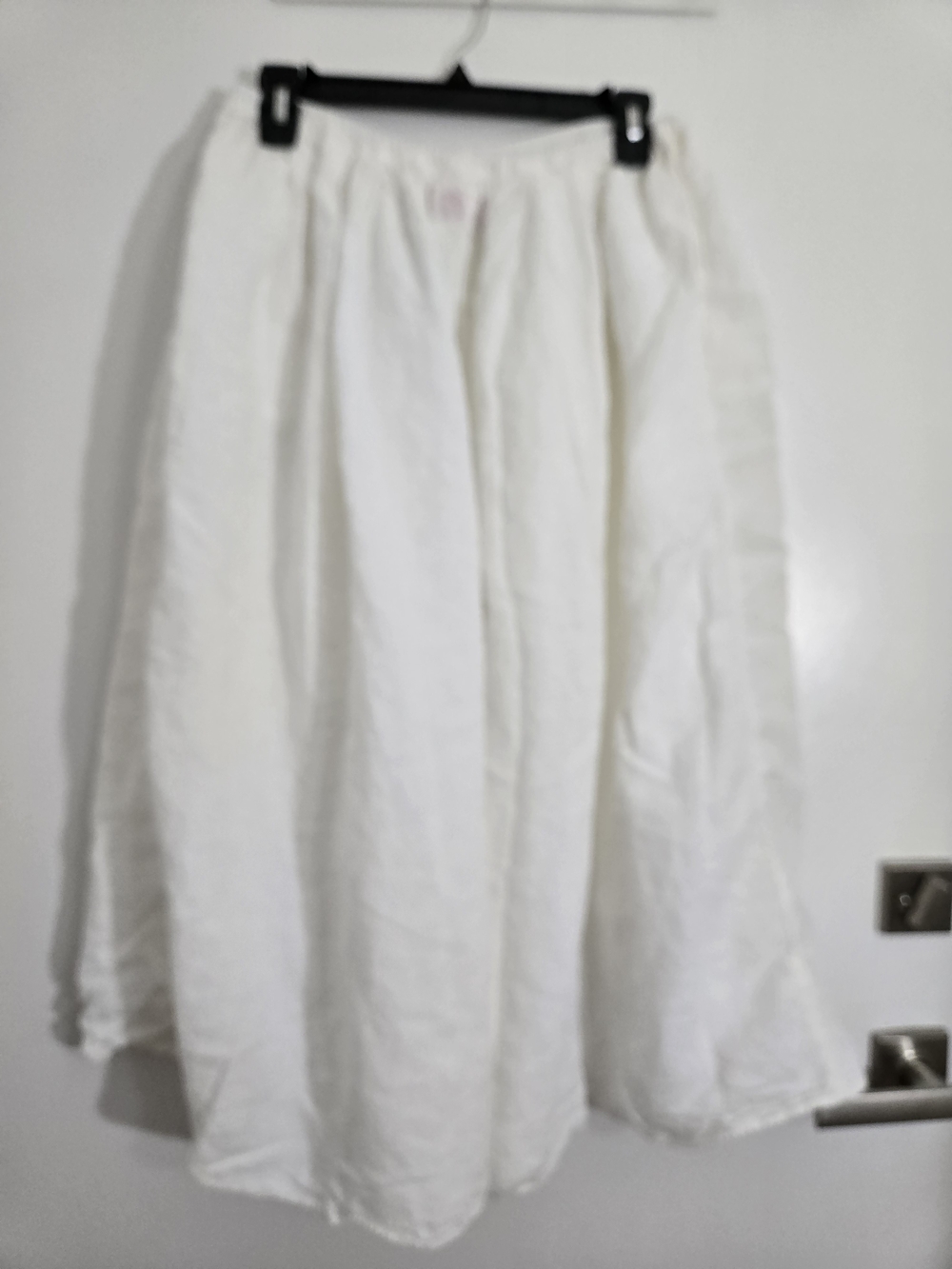 Manuelle Guibal France White Linen Gathered A-Line Midi Skirt - Picture 3 of 6